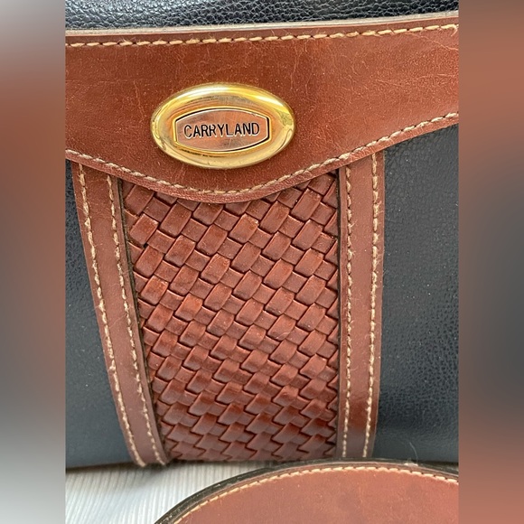 Vintage Carryland leather purse navy/brown - Picture 3 of 16